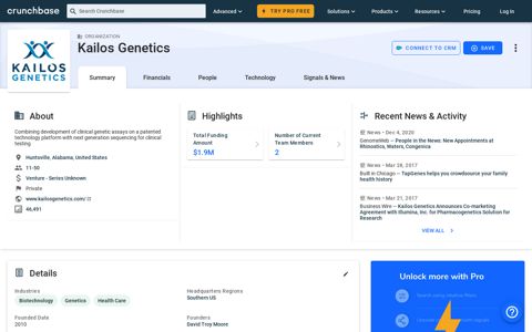 Kailos Genetics - Crunchbase Company Profile & Funding