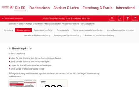 Benutzungskonto: Hochschule Bochum