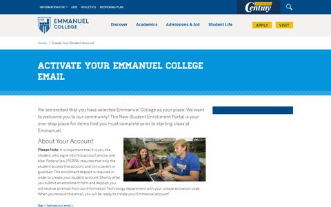 Activate your Emmanuel College Email
