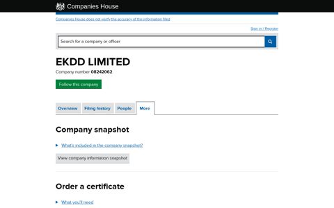 EKDD LIMITED - More (free company information from ...