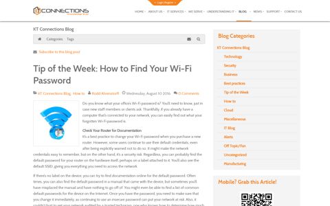 Tip of the Week: How to Find Your Wi-Fi Password - KT ...