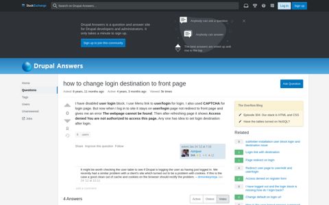 how to change login destination to front page - Drupal Answers