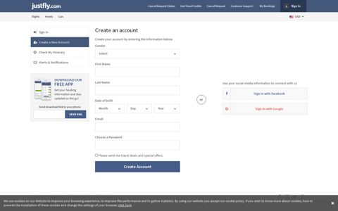 Create a New Account - JustFly