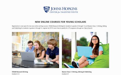 New Online Courses at CTY — Johns Hopkins Center for ...