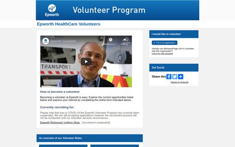 Epworth HealthCare Volunteers - MyImpactPage