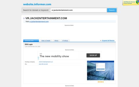 vr.jackentertainment.com at Website Informer. ESS Login. Visit ...