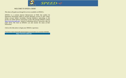 WELCOME TO SPEED-e DEMO - NSDL