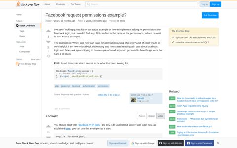Facebook request permissions example? - Stack Overflow