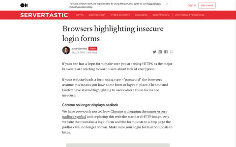 Browsers highlighting insecure login forms | by Andy Gambles ...