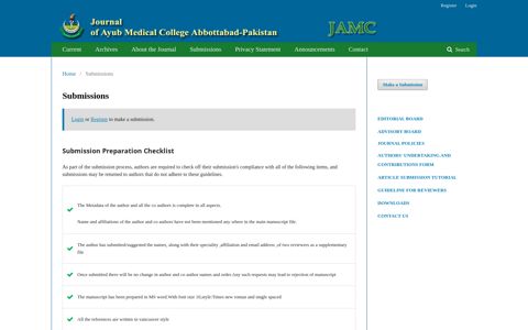 Submissions - Journal of Ayub Medical College Abbottabad