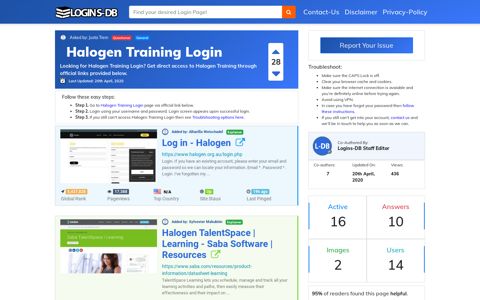Halogen Training Login - Logins-DB
