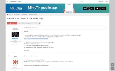 Mikrotik Hotspot with Social Media Login - MikroTik