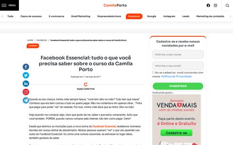 Facebook Essencial: tudo sobre o curso da Camila Porto