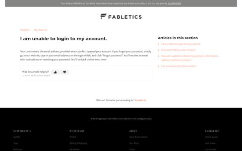 I am unable to login to my account. – Fabletics
