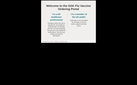 GSK Flu Vaccine Ordering Portal