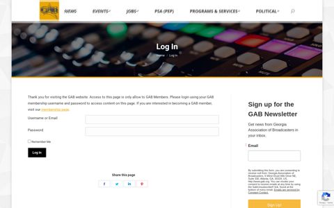 Log In – Georgia Association of Broadcasters