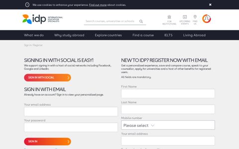 Register or Sign in | IDP Global