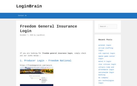 Freedom General Insurance - Producer Login - Freedom ...