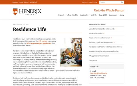 Residence Life | Hendrix College