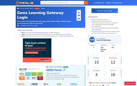Gems Learning Gateway Login - Portal-DB.live