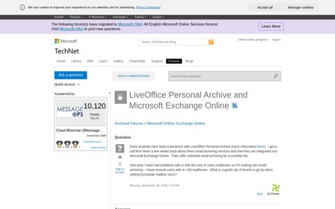 LiveOffice Personal Archive and Microsoft Exchange Online