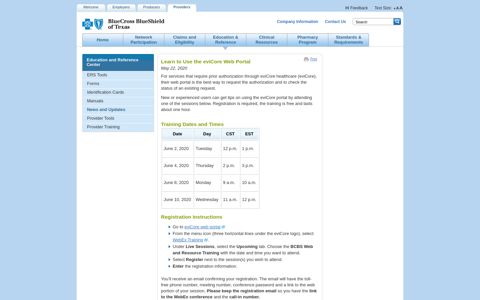 Learn to Use the eviCore Web Portal - Blue Cross Blue Shield