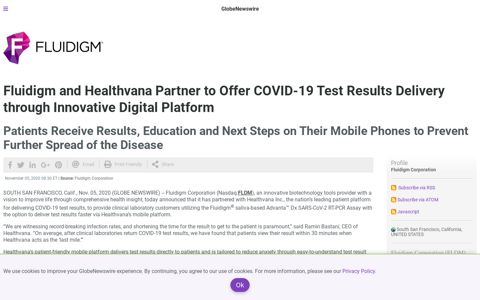 Fluidigm and Healthvana Partner to Offer COVID-19 Test ...