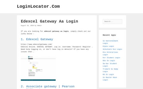 Edexcel Gateway Aa Login - LoginLocator.Com