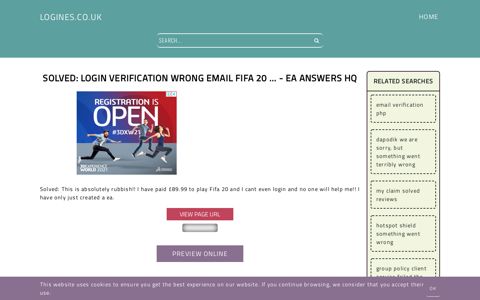 Solved: Login verification wrong email fifa 20 ... - EA Answers ...