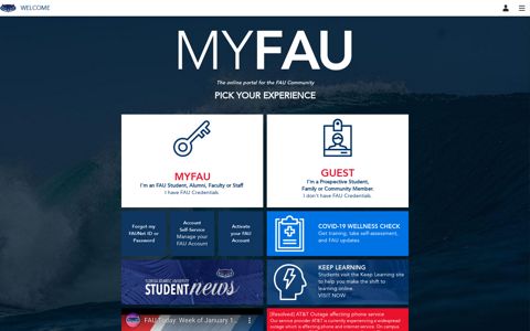 Sign into MYFAU I'm a FAU Student, Alumni, Faculty or Staff