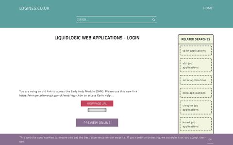 Liquidlogic Web Applications - Login - General Information ...