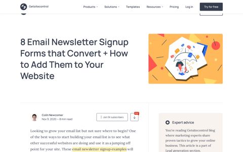 8 Email Newsletter Signup Forms That Convert - Getsitecontrol
