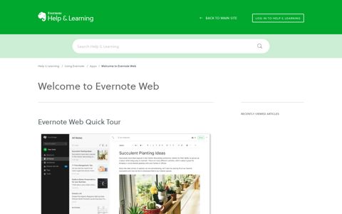 Welcome to Evernote Web – Evernote Help & Learning