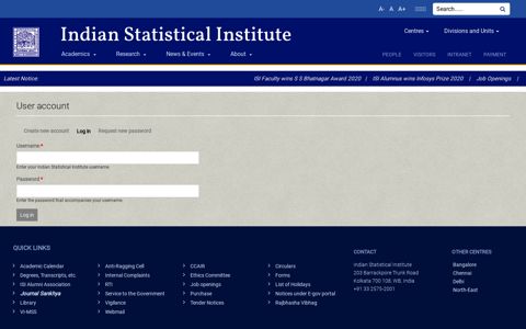 User account - Indian Statistical Institute