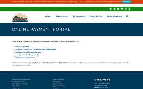 Online Payment Portal - City of Kennesaw