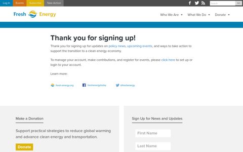 Thank you for signing up! | Fresh Energy