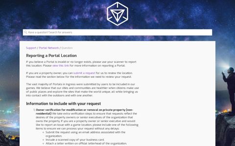 Reporting a Portal Location - Niantic Support