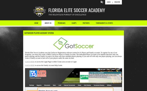 GotSoccer Login Page - Florida Elite Soccer Academy