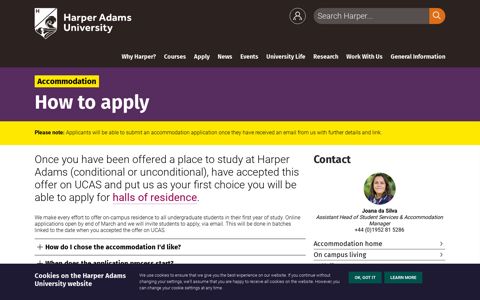 Accommodation - How to apply | Harper Adams University