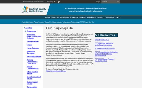 FCPS Single Sign On - Frederick County Public Schools