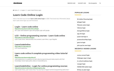 Learn Code Online Login ❤️ One Click Access - iLoveLogin