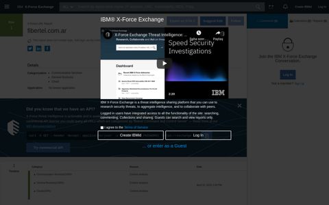 fibertel.com.ar URL Report - IBM X-Force Exchange