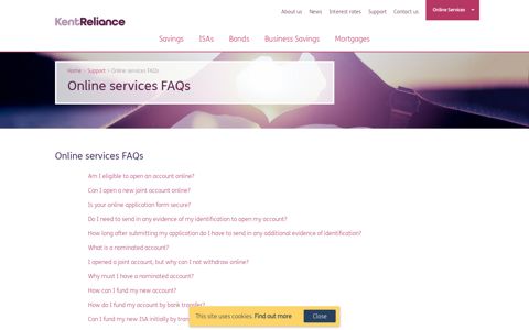 Online Services FAQs - Kent Reliance