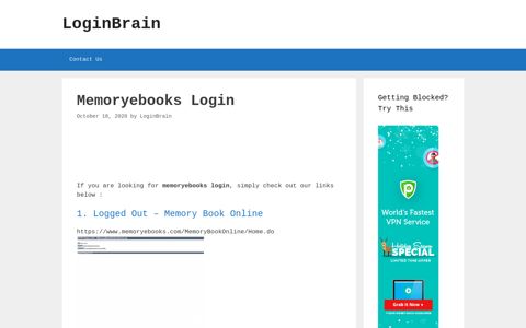 Memoryebooks - Logged Out - Memory Book Online