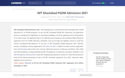 IMT Ghaziabad PGDM Admission 2021 - Registration ...