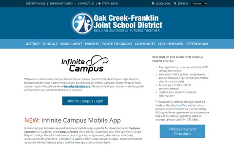 Infinite Campus Login - Oak Creek - Franklin Joint School ...