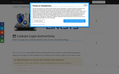 How To Login to a Linksys Router And Access The Setup Page