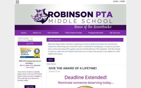 Robinson Middle School PTA - Plano ISD, TX - Robinson PTA ...