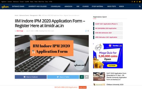IIM Indore IPM 2020 Application Form – Register Here at ...