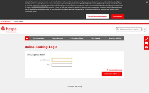 Online-Banking: Login - Haspa